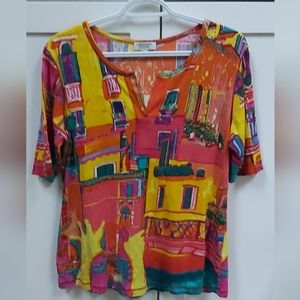 Orientique split neck t-shirt